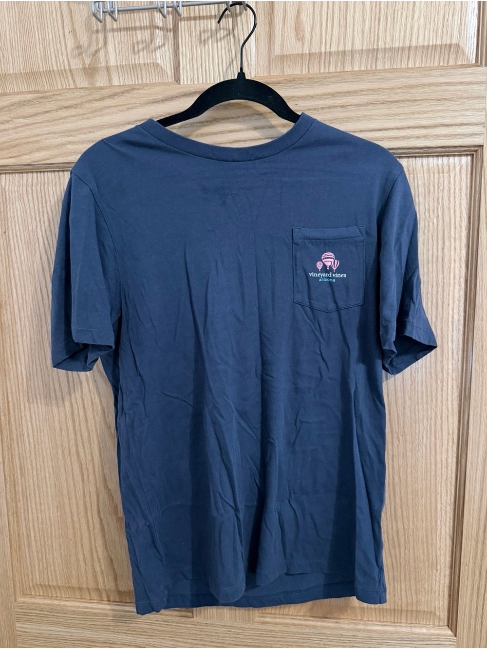 Vineyard Vines Arizona Navy Short Sleeve Pocket Tee with Pink Logo